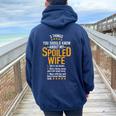 3 Things About My Spoiled Wife For Best Husband Ever Women Oversized Hoodie Back Print Navy Blue