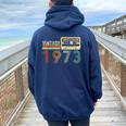 50 Year Old Vintage 1973 50Th Birthday Cassette Tape Women Oversized Hoodie Back Print Navy Blue