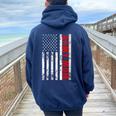 American Flag Army Mom Army Mother Women Oversized Hoodie Back Print Navy Blue