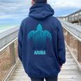 Aruba Tribal Sea Turtle Surf Surfer Scuba Diving Diver Women Oversized Hoodie Back Print Navy Blue