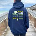 Beer Is From Hops Beer Equals Salad Alcoholic Party Women Oversized Hoodie Back Print Navy Blue