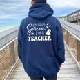 You Can't Scare Me I'm A Teacher Halloween Costume Women Oversized Hoodie Back Print Navy Blue