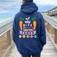Carrots Bunny Face Will Trade Wife For Easter Candy Eggs Women Oversized Hoodie Back Print Navy Blue