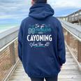 Cayoning Cayoning Solves Them All Women Oversized Hoodie Back Print Navy Blue