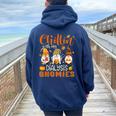 Chillin With My Dialysis Gnomies Nurse Gnome Thanksgiving Women Oversized Hoodie Back Print Navy Blue