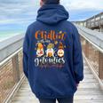 Chillin With My Gnomies Nurse Gnome Happy Thanksgiving Fall Women Oversized Hoodie Back Print Navy Blue