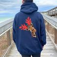 Christmas Good Time Giraffe Party Animal Women Oversized Hoodie Back Print Navy Blue