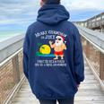 Christmas In July Pool Party Santa Vacation Women Oversized Hoodie Back Print Navy Blue
