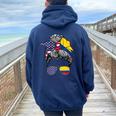 Colombian Girl Usa Heritage American Colombia Flag Women Oversized Hoodie Back Print Navy Blue