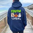 Cousin Boo Crew Jack O Lantern Scary Ghost Witch Boy Girl Women Oversized Hoodie Back Print Navy Blue