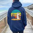 Disc-Golf-Frisbee-Golf Disc Sport-Players Cute Cat Lovers Women Oversized Hoodie Back Print Navy Blue