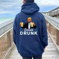 Drinking Presidents Trump 4Th Of July Donald Drunk Women Oversized Hoodie Back Print Navy Blue