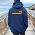 Evergreen Vintage Stripes Adaton Mississippi Women Oversized Hoodie Back Print Navy Blue