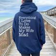 Everything I Love To Do Makes My Wife Mad Husband Women Oversized Hoodie Back Print Navy Blue