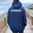 Fake Life Quote For An Anti Social Media Humor Lover Women Oversized Hoodie Back Print Navy Blue