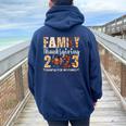 Family Thanksgiving 2023 Fall Autumn Turkey Matching Family Women Oversized Hoodie Back Print Navy Blue