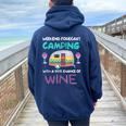 Weekend Forecast Camping With A Chance Of Wine Camper Women Oversized Hoodie Back Print Navy Blue