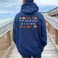 Friendsgiving Fall Autumn Friends & Family Thanksgiving Women Oversized Hoodie Back Print Navy Blue