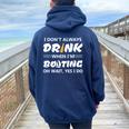 Boating For Beer Wine & Boat Captain Humor Women Oversized Hoodie Back Print Navy Blue