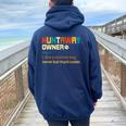 Huntaway Vintage Retro Dog Mom Dad Women Oversized Hoodie Back Print Navy Blue