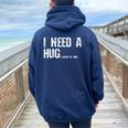 Wine T For I Need A Huge Glass Of Wine Women Oversized Hoodie Back Print Navy Blue