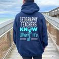 Geography Teacher Quote Appreciation Women Oversized Hoodie Back Print Navy Blue