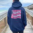 Girl Retro Taylor First Name Personalized Groovy Birthday Women Oversized Hoodie Back Print Navy Blue
