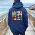 Groovy Daddy Retro Matching Family 60S 70S Dad Fathers Day Women Oversized Hoodie Back Print Navy Blue