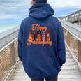 Happy Friendsgiving African American Thanksgiving Women Oversized Hoodie Back Print Navy Blue