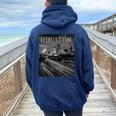 Houston Texas Downtown City Skyline Tx For Women Women Oversized Hoodie Back Print Navy Blue