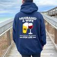 Husband And Wife Drinking Buddies For Life Women Oversized Hoodie Back Print Navy Blue