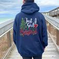 Just A Girl Who Loves Christmas A For Xmas Girls Women Oversized Hoodie Back Print Navy Blue