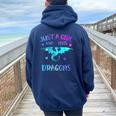 Just A Girl Who Loves Dragons Women Oversized Hoodie Back Print Navy Blue