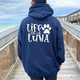 Life Is Better With Luna Pet Dog Owner Christmas Mom Women Oversized Hoodie Back Print Navy Blue