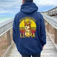Llama Never Underestimate A Woman With A Llama Women Oversized Hoodie Back Print Navy Blue
