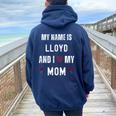 Lloyd I Love My Mom Cute Personal Mother's Day Women Oversized Hoodie Back Print Navy Blue