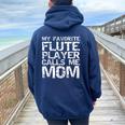 Marching Band Mom My Favorite Flute Player Calls Me Mom Women Oversized Hoodie Back Print Navy Blue