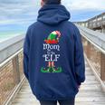 Mom To Be Elf Christmas Pregnancy Announcement Women Oversized Hoodie Back Print Navy Blue