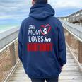 This Mom Loves Her Huntaway Dog Women Oversized Hoodie Back Print Navy Blue