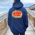 Mom's Spaghetti Mother's Day Women Oversized Hoodie Back Print Navy Blue