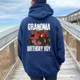 Monster Truck Family Matching Party Grandma Of The Birthday Women Oversized Hoodie Back Print Navy Blue