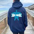 Nation Key West Florida Wildlife Refuge Fl Sea Turtle Women Oversized Hoodie Back Print Navy Blue