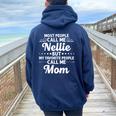 Nellie Name Mother's Day Personalized Mom Women Oversized Hoodie Back Print Navy Blue