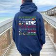 Oh The Virus Outside Is Frightful But Wine Is So Delightful Women Oversized Hoodie Back Print Navy Blue