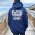 Old People Gag Don't Mess With Old People Prison Women Oversized Hoodie Back Print Navy Blue