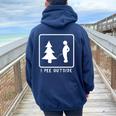 I Pee Outside Sarcastic Camping For Campers Women Oversized Hoodie Back Print Navy Blue