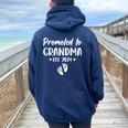 Promoted To Grandma Est 2024 New Grandma Grandmother Women Oversized Hoodie Back Print Navy Blue