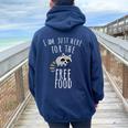 Raccoon Trash Panda Just Here For The Free Food Women Oversized Hoodie Back Print Navy Blue