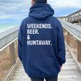 Weekends Beer And Huntaway New Zealand Huntaway Dog Women Oversized Hoodie Back Print Navy Blue