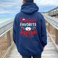 Santas Favorite Nurse Christmas Xmas Rn Cna Nursing Women Oversized Hoodie Back Print Navy Blue